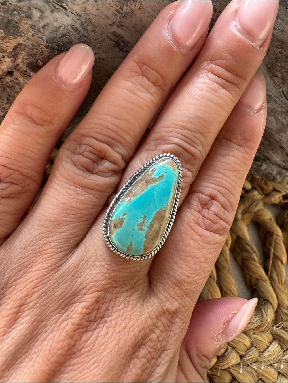 💥GENUINE TURQUOISE TEAR DROP RING